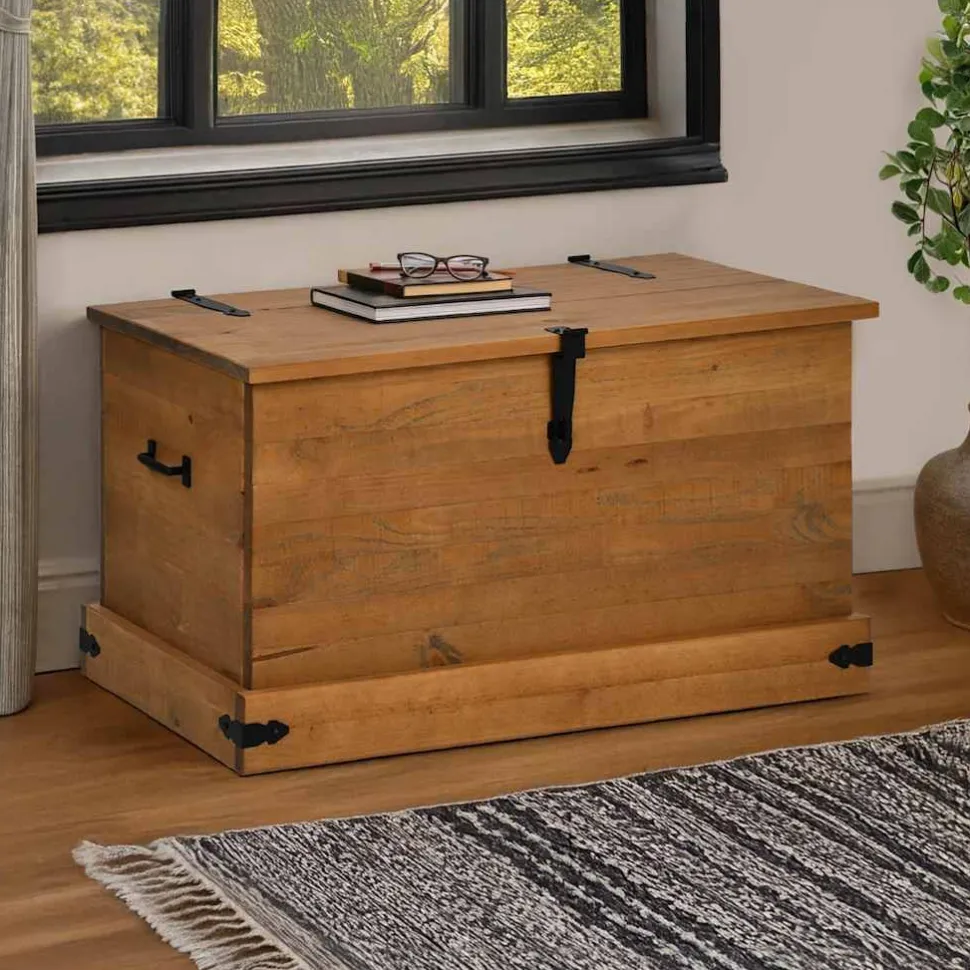 säilytysarkku HALDEN harmaa 91x48x47 cm massiivipuu mänty (18403)