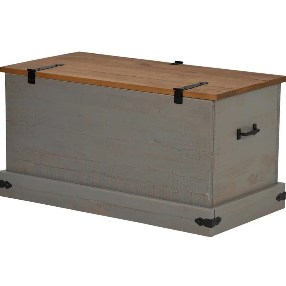 säilytysarkku HALDEN harmaa 91x48x47 cm massiivipuu mänty (18403)