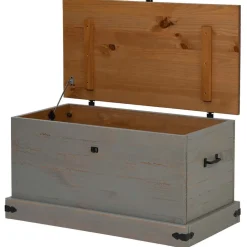 säilytysarkku HALDEN harmaa 91x48x47 cm massiivipuu mänty (18403)