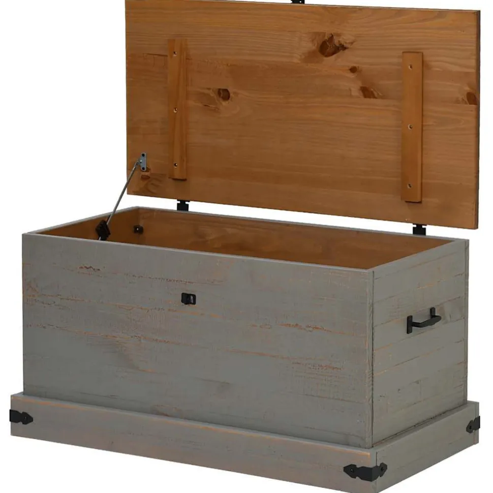 säilytysarkku HALDEN harmaa 91x48x47 cm massiivipuu mänty (18403)