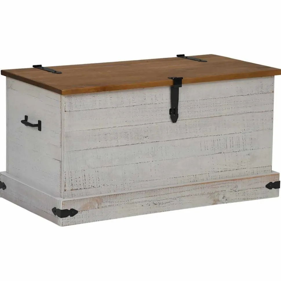 säilytysarkku HALDEN harmaa 91x48x47 cm massiivipuu mänty (18403)