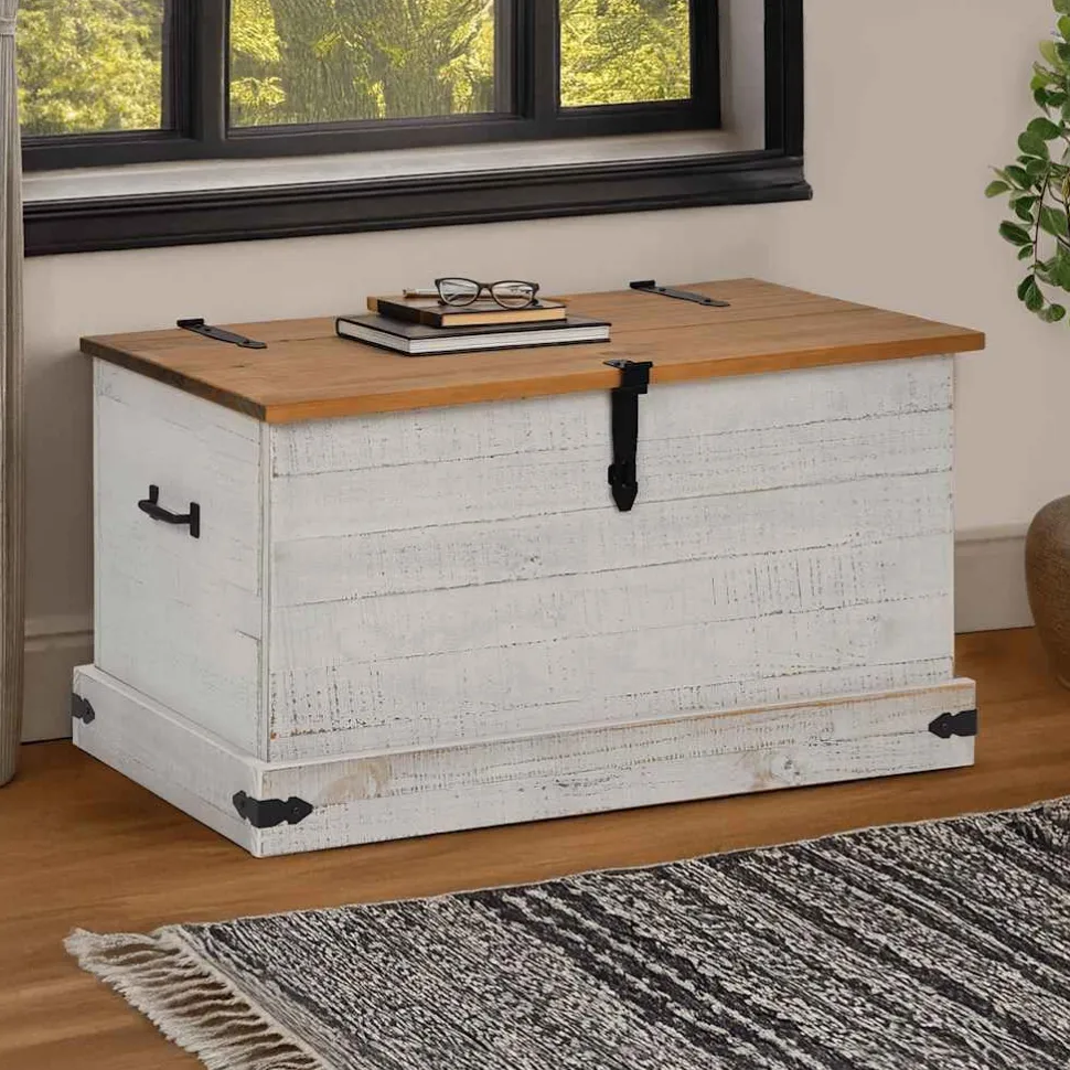 säilytysarkku HALDEN harmaa 91x48x47 cm massiivipuu mänty (18403)