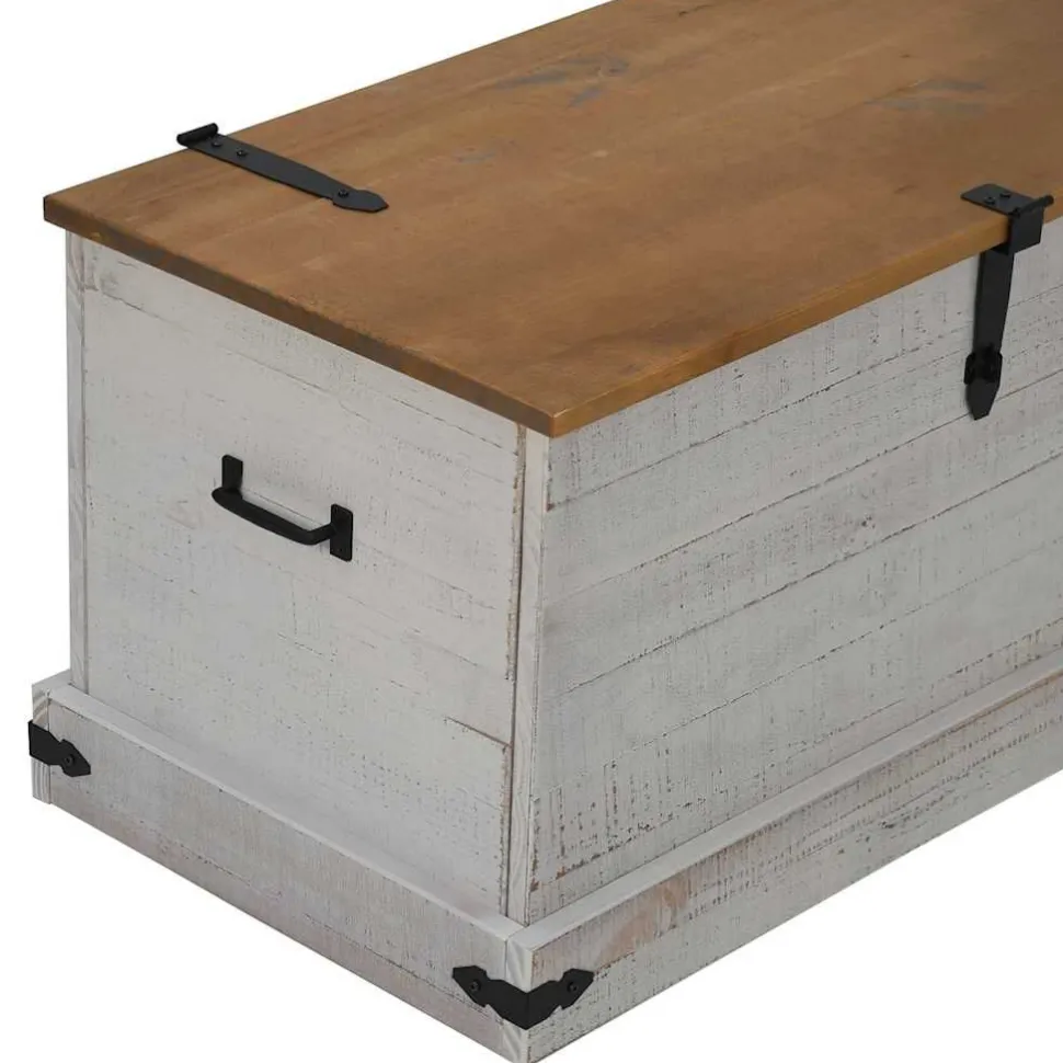 säilytysarkku HALDEN harmaa 91x48x47 cm massiivipuu mänty (18403)