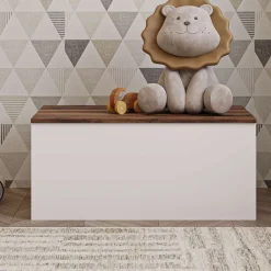Säilytysarkku Linento Furniture Florya, valkoinen/pähkinänruskea