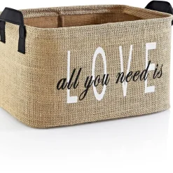 Säilytyskori Linento All You Need Is Love, 30x12x18cm, vaaleanruskea