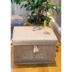 Säilytyskori Linento Good Vibes, 35x23x23cm, kerma