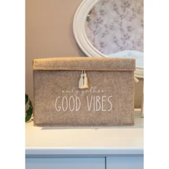 Säilytyskori Linento Good Vibes, 35x23x23cm, kerma