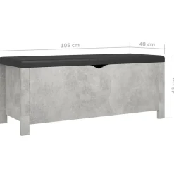 Säilytyslaatikko betoninharmaa 105x40x45 cm tekninen puu (26772)