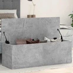 Säilytyslaatikko betoninharmaa 102x35x35 cm tekninen puu (40691)