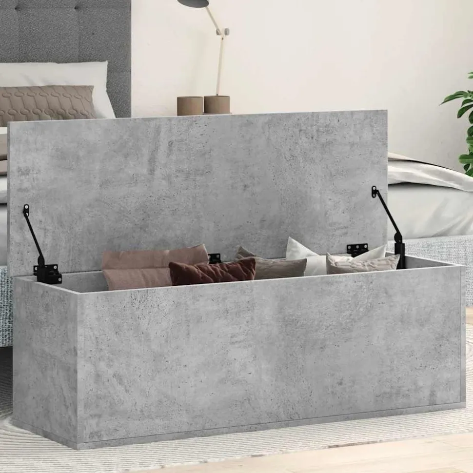 Säilytyslaatikko betoninharmaa 102x35x35 cm tekninen puu (40691)