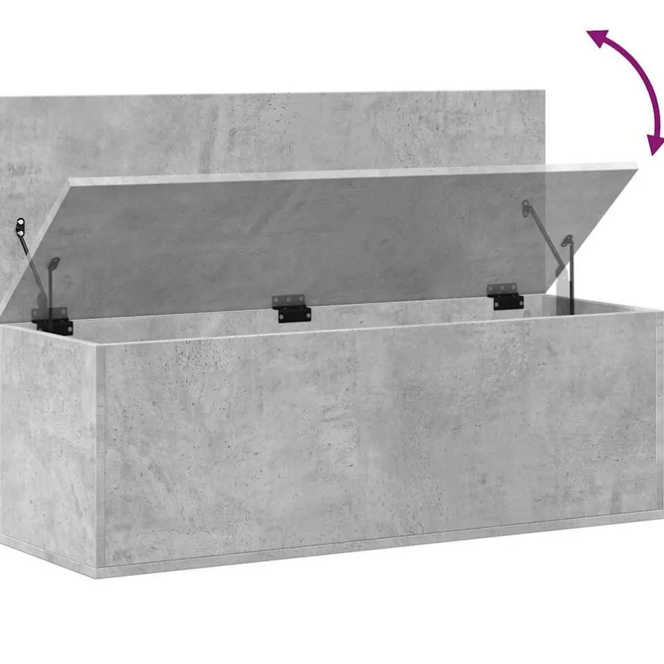 Säilytyslaatikko betoninharmaa 102x35x35 cm tekninen puu (40691)
