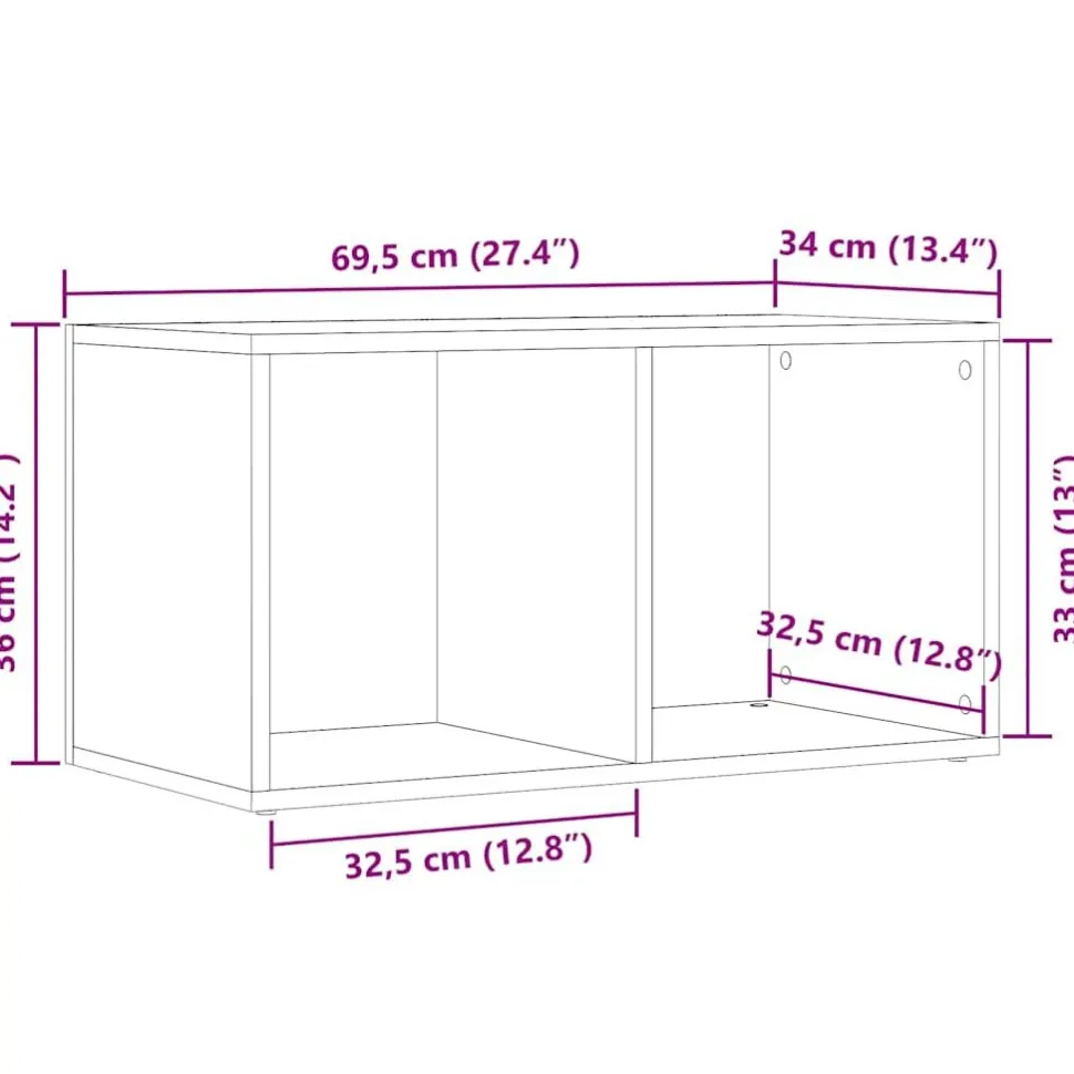 Säilytyslaatikko LP-levyille musta tammi 71x34x36 cm tekninen puu (62401)
