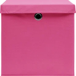 Säilytyslaatikot kansilla 4 kpl pinkki 32x32x32 cm kangas