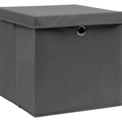 Säilytyslaatikot kansilla 4 kpl 28x28x28 cm harmaa