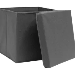 Säilytyslaatikot kansilla 4 kpl 28x28x28 cm harmaa