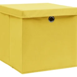 Säilytyslaatikot kansilla 10 kpl 28x28x28 cm keltainen
