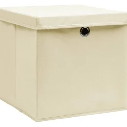 Säilytyslaatikot kansilla 10 kpl 28x28x28 cm kerma