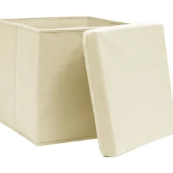 Säilytyslaatikot kansilla 10 kpl 28x28x28 cm kerma