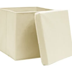 Säilytyslaatikot kansilla 4 kpl 28x28x28 cm kerma