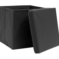Säilytyslaatikot kansilla 4 kpl 28x28x28 cm musta