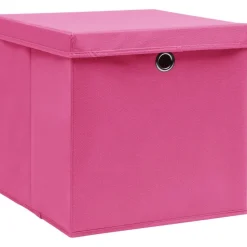 Säilytyslaatikot kansilla 10 kpl 28x28x28 cm pinkki