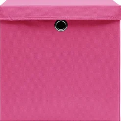 Säilytyslaatikot kansilla 4 kpl 28x28x28 cm pinkki