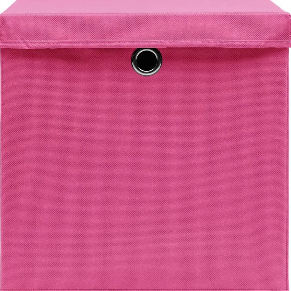 Säilytyslaatikot kansilla 4 kpl 28x28x28 cm pinkki