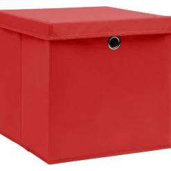 Säilytyslaatikot kansilla 4 kpl 28x28x28 cm punainen