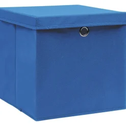 Säilytyslaatikot kansilla 4 kpl 28x28x28 cm sininen