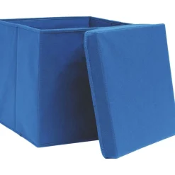 Säilytyslaatikot kansilla 4 kpl 28x28x28 cm sininen