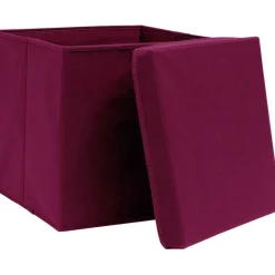 Säilytyslaatikot kansilla 4 kpl 28x28x28 cm tummanpunainen