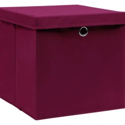 Säilytyslaatikot kansilla 10 kpl 28x28x28 cm tummanpunainen