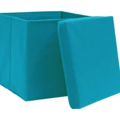 Säilytyslaatikot kansilla 10 kpl 28x28x28 cm vaaleansininen