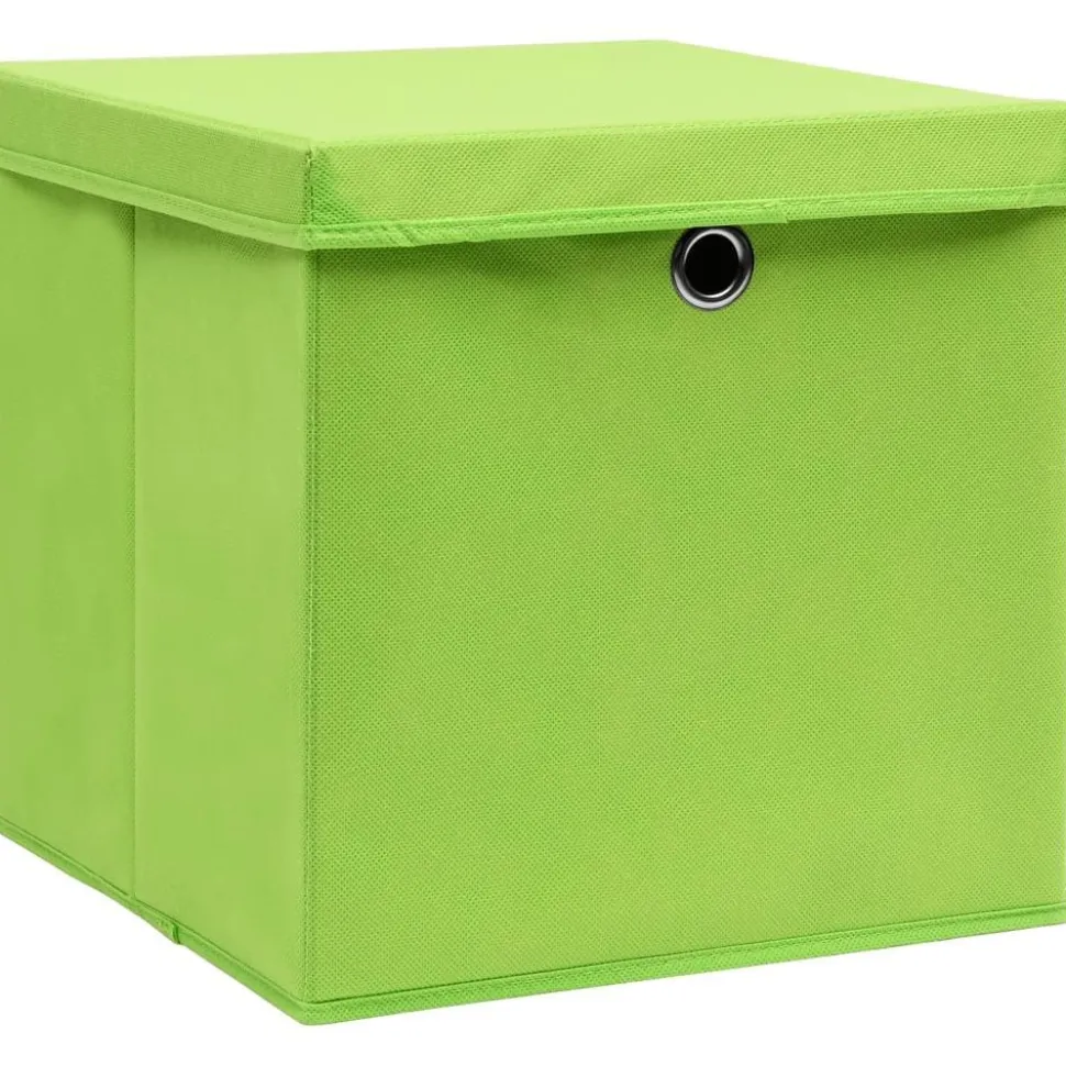 Säilytyslaatikot kansilla 4 kpl 28x28x28 cm vihreä