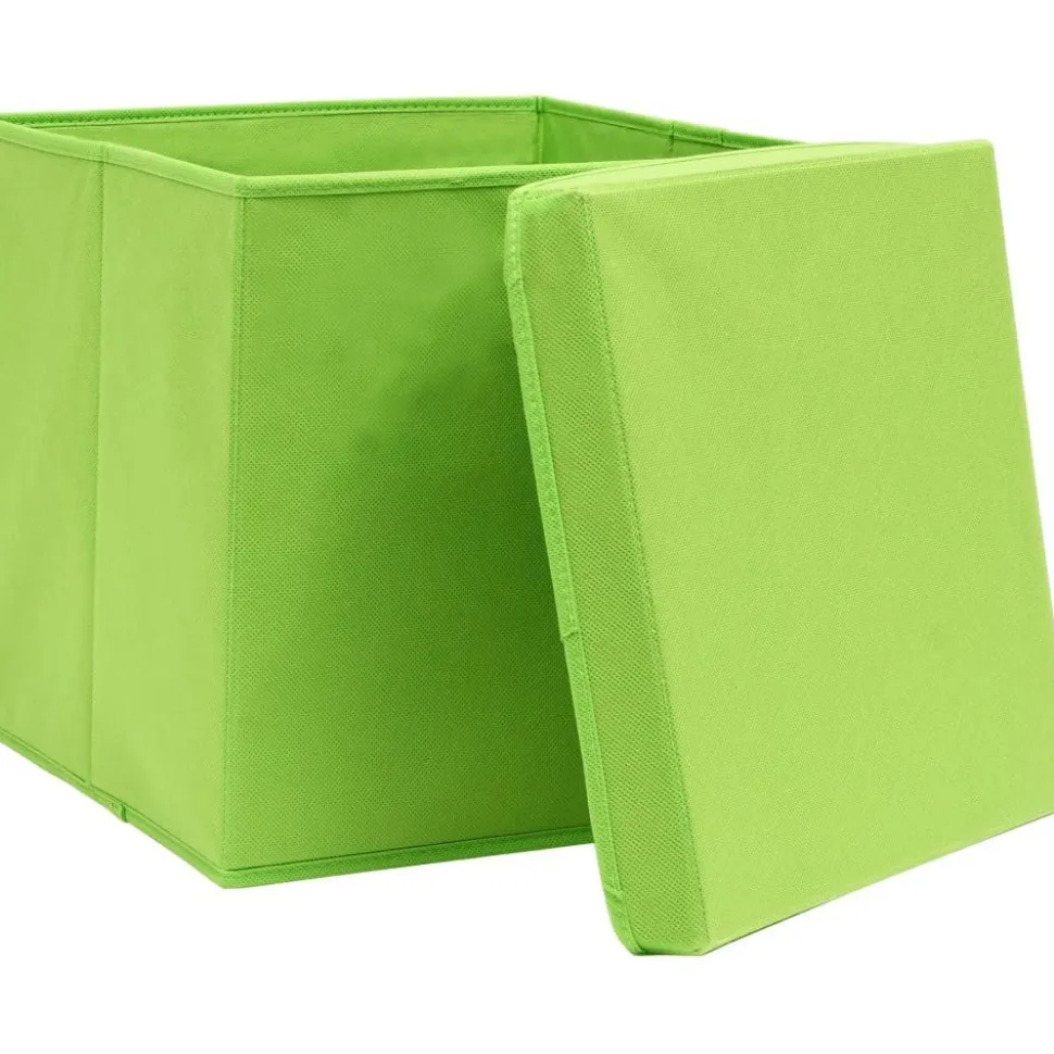 Säilytyslaatikot kansilla 10 kpl 28x28x28 cm vihreä