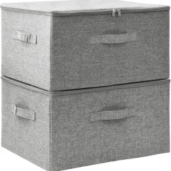 Säilytyslaatikot 2 kpl kangas 43x34x23 cm kerma