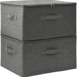 Säilytyslaatikot 2 kpl kangas 43x34x23 cm kerma