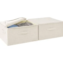 Säilytyslaatikot 2 kpl kangas 43x34x23 cm kerma