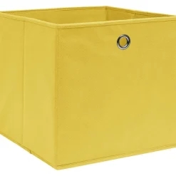 Säilytyslaatikot 10 kpl kuitukangas 28x28x28 cm keltainen