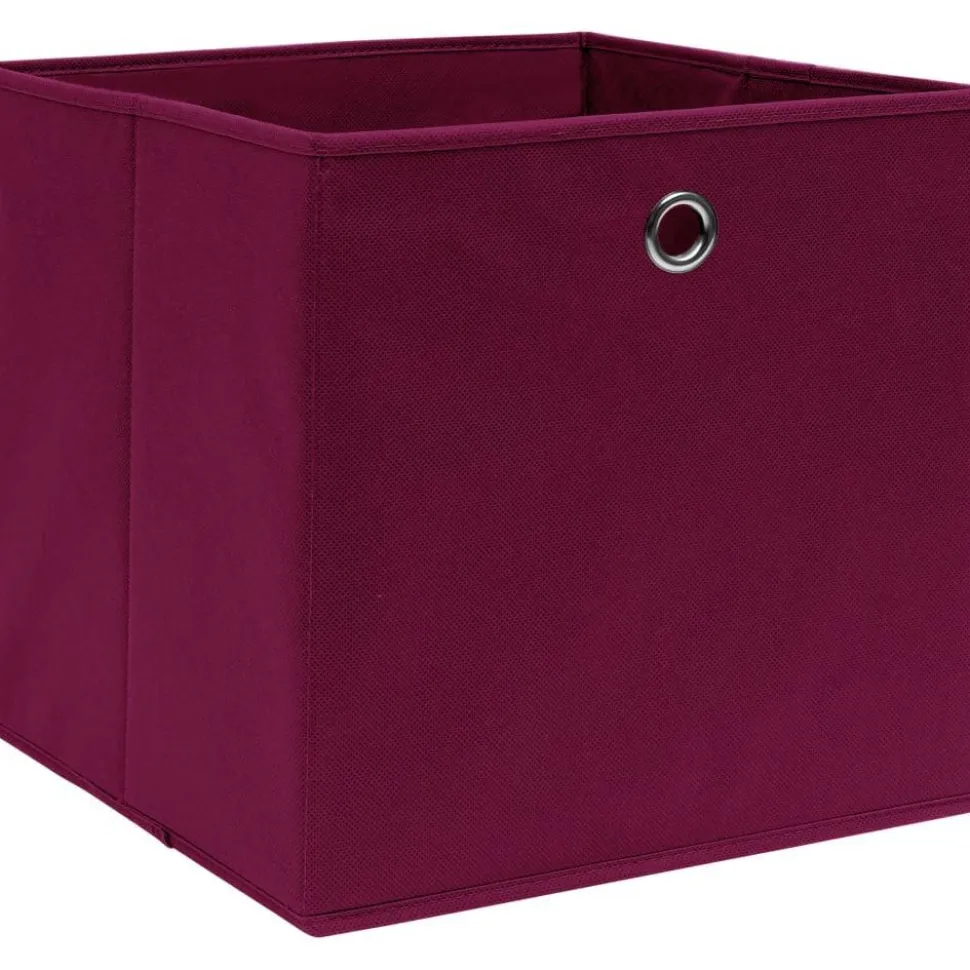 Säilytyslaatikot 10 kpl kuitukangas 28x28x28 cm tummanpunainen