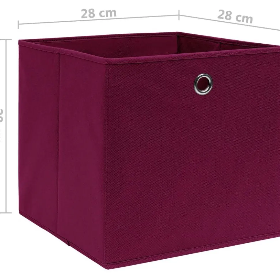 Säilytyslaatikot 10 kpl kuitukangas 28x28x28 cm tummanpunainen