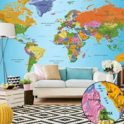 Sisustustarra Artgeist World Map: Colourful Geography II 280x490cm