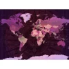 Sisustustarra Artgeist Purple World Map 70x98cm