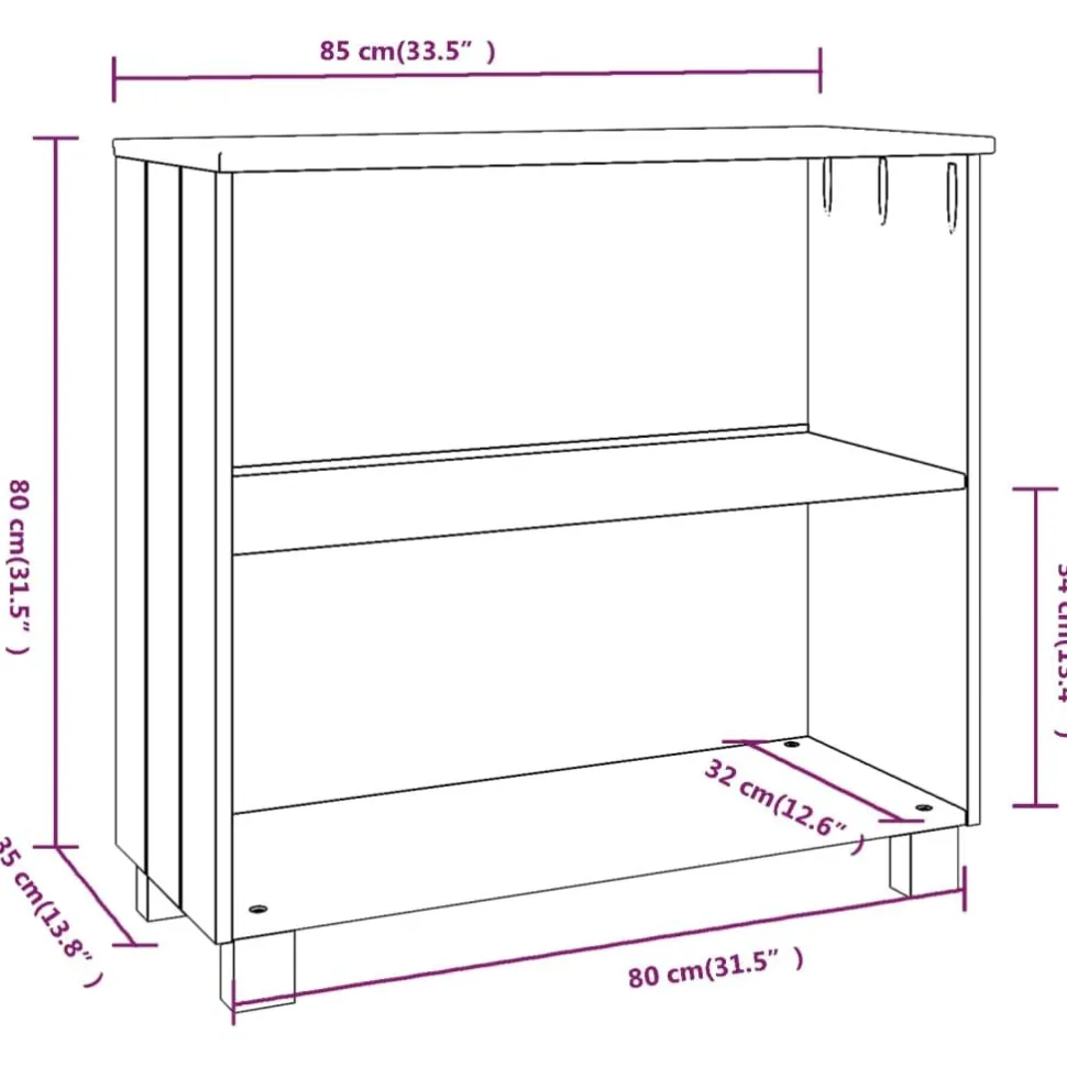 Sivupyötä 2 Hamar 85x35x80 cm mänty tummanharmaa