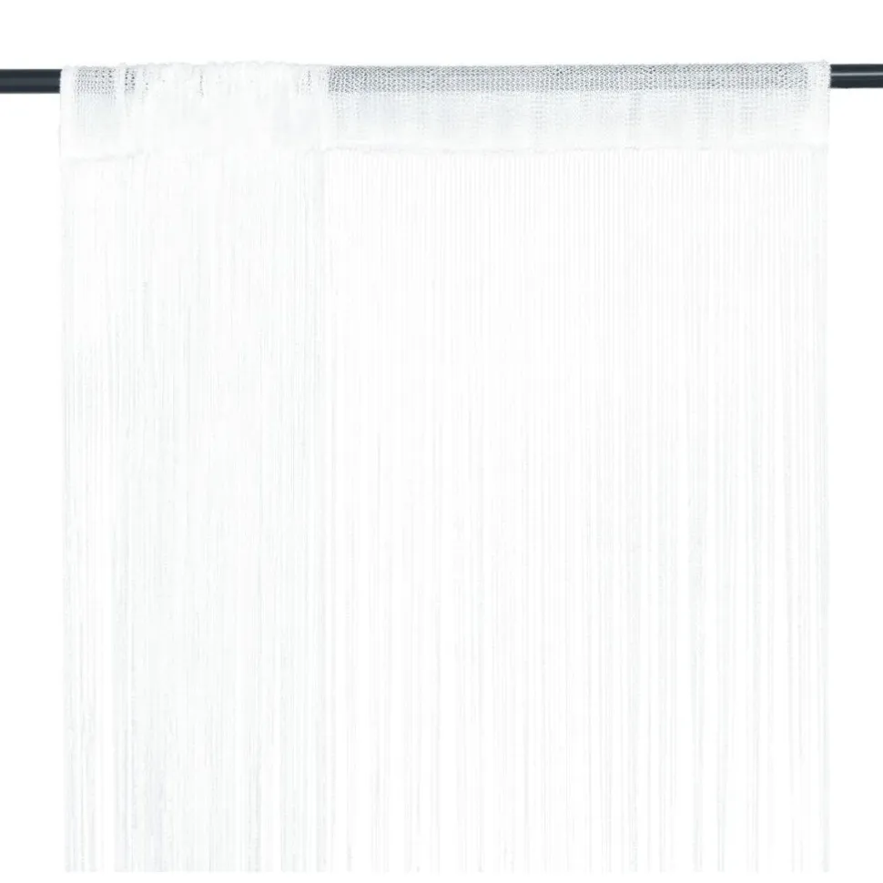 String-verhot 2 kpl 100x250 cm valkoinen