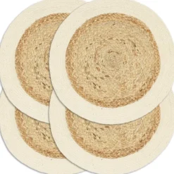 Tabletit 4 kpl luonnollinen 38 cm pyöreä juutti ja puuvilla