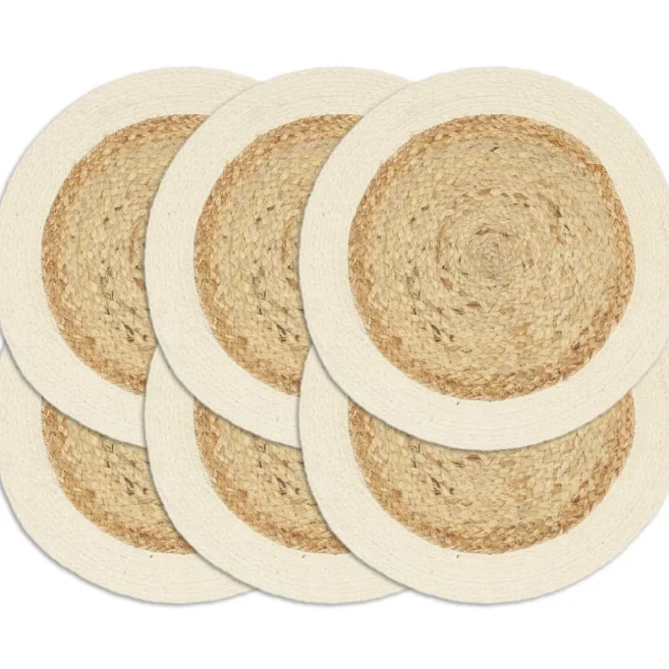 Tabletit 6 kpl luonnollinen 38 cm pyöreä juutti ja puuvilla