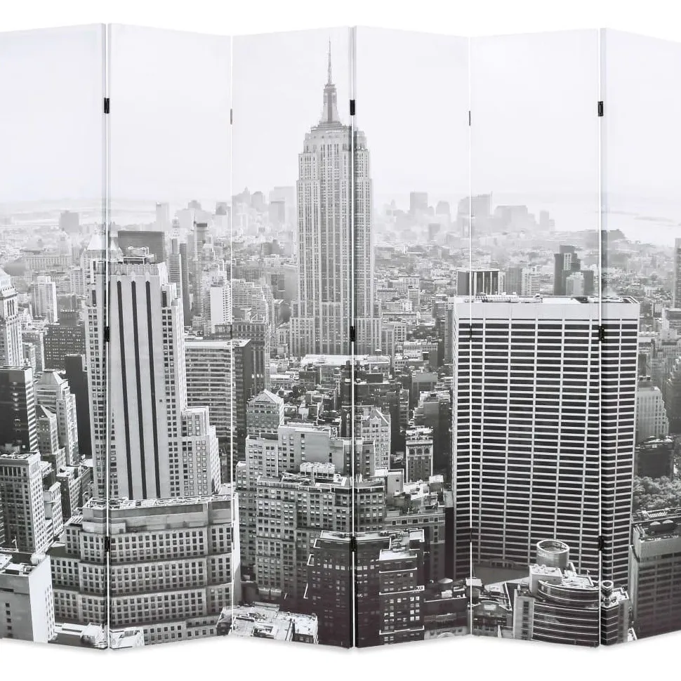 Taitettava tilanjakaja 228x170 cm new york mustavalkoinen
