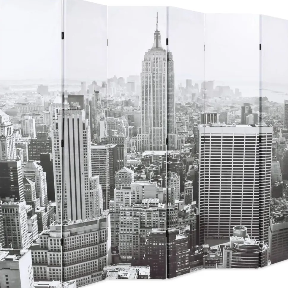 Taitettava tilanjakaja 228x170 cm new york mustavalkoinen