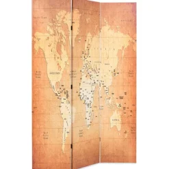 Taitettava tilanjakaja 120x170 cm maailmankartta keltainen